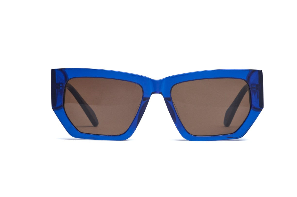Royal T Square Sunglasses - Black Frame & Dark Blue Lens
